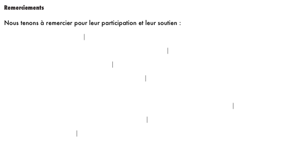 Remerciements

Nous tenons à remercier pour leur participation et leur soutien :
    La Maison Ecocitoyenne | site internet
    Alain Carreau du Château les Moines, dans le blayais | site internet
    Le Relais handicap de Bordeaux 3 | site internet
    Le pôle culture et vie étudiante de Bordeaux 3 | site internet

    L’institut des Sciences de l’Information et de la Communication de Bordeaux 3 | site internet
    L’université Michel de Montaigne - Bordeaux 3 | site internet
    Le PRES de Bordeaux | site internet